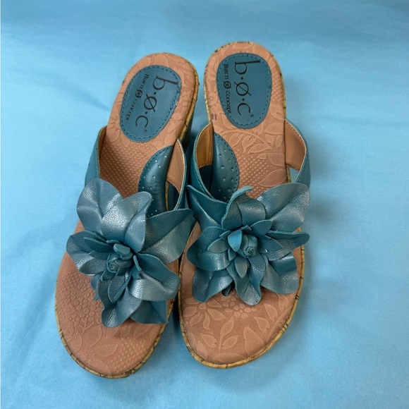 b.o.c. Women's Teal Floral Wedges - Picture 2 of 10